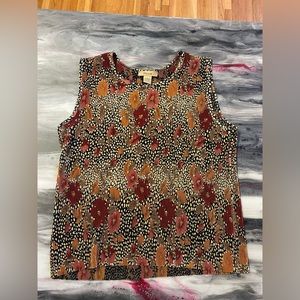 Vintage 90's Plisse Black Ribbed Floral Tank Top